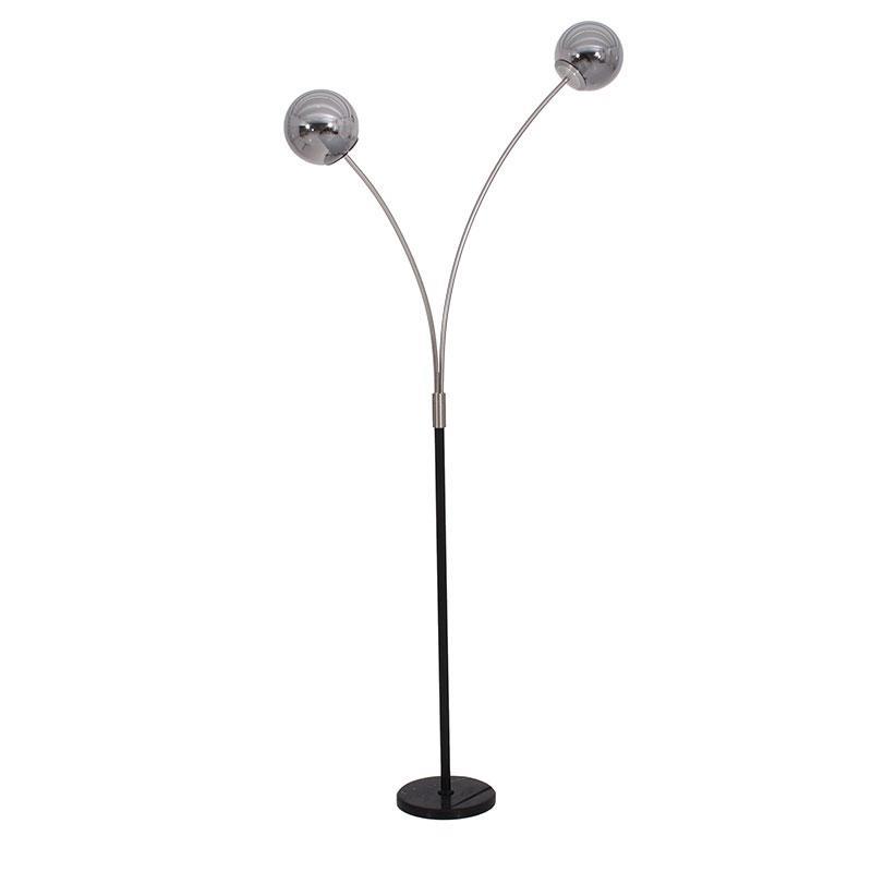 Φωτιστικό Δαπέδου FL4028Α Fylliana Μεταλλικό με 2 Λάμπες  Γκρί - Ασημί - Μαύρο 166Yεκ