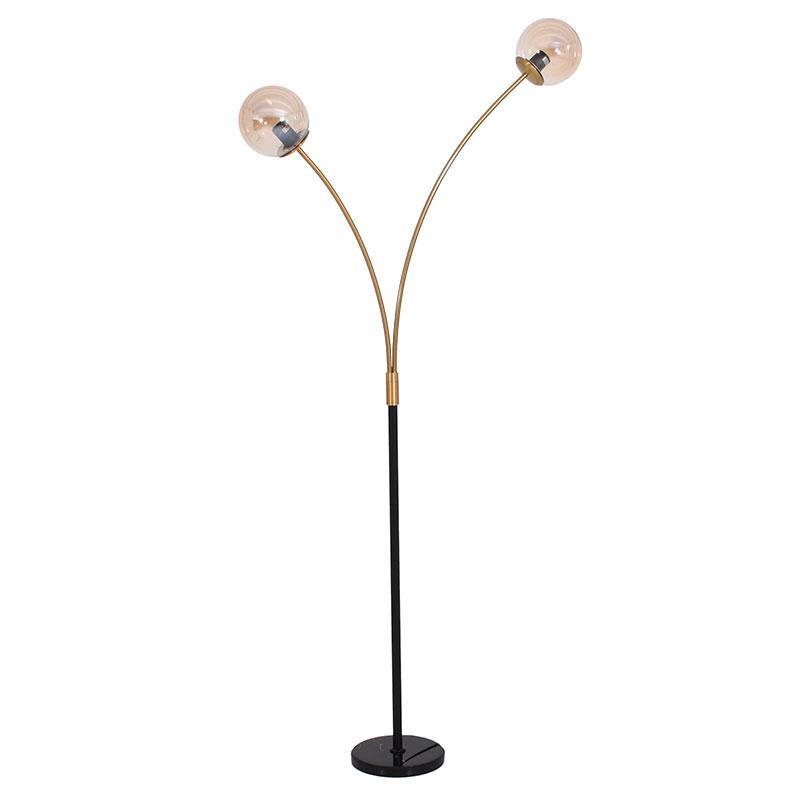 Φωτιστικό Δαπέδου Μεταλλικό με 2 Λάμπες FL4028 Fylliana Amber - Χρυσό - Μαύρο 166Yεκ