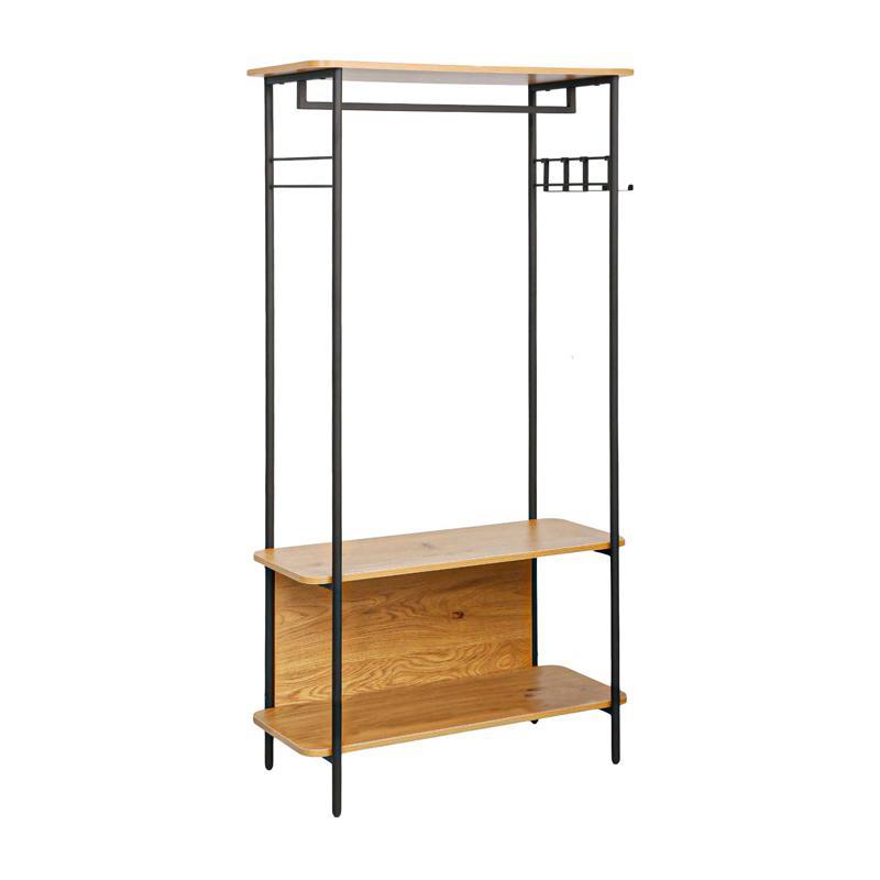 Κρεμάστρα - Ραφιέρα Μεταλλική  FL2504  Fylliana Black Oak χρώμα 80x36x158εκ