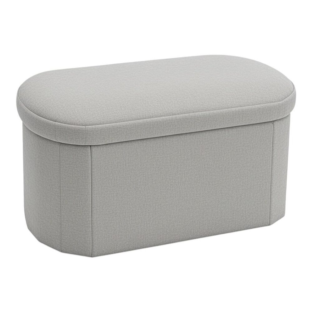 Σκαμπό-μπαούλο Otto ύφασμα Μπουκλέ σε Κρεμ-Ivory απόχρωση 76x38x38εκ.