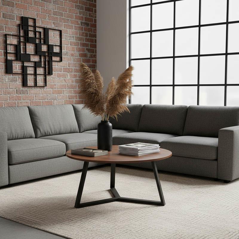 Τραπεζάκι σαλονιού Berton σε καρυδί απόχρωση με μαύρο μέταλλο Φ80x40εκ Τραπεζάκι σαλονιού Berton σε καρυδί απόχρωση με μαύρο μέταλλο Φ80x40εκ