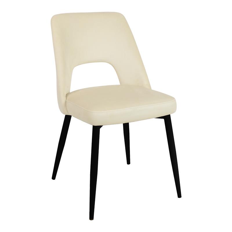 Καρέκλα Murde μπεζ βελούδο και μεταλλικά πόδια σε μαύρo 48.5x61x89εκ