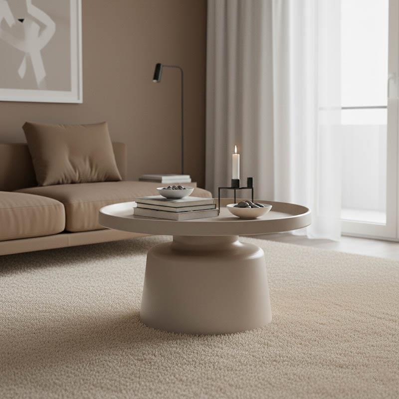 Τραπεζάκι σαλονιού Ginoze Inart μέταλλο σε cappuccino απόχρωση Φ70x38εκ