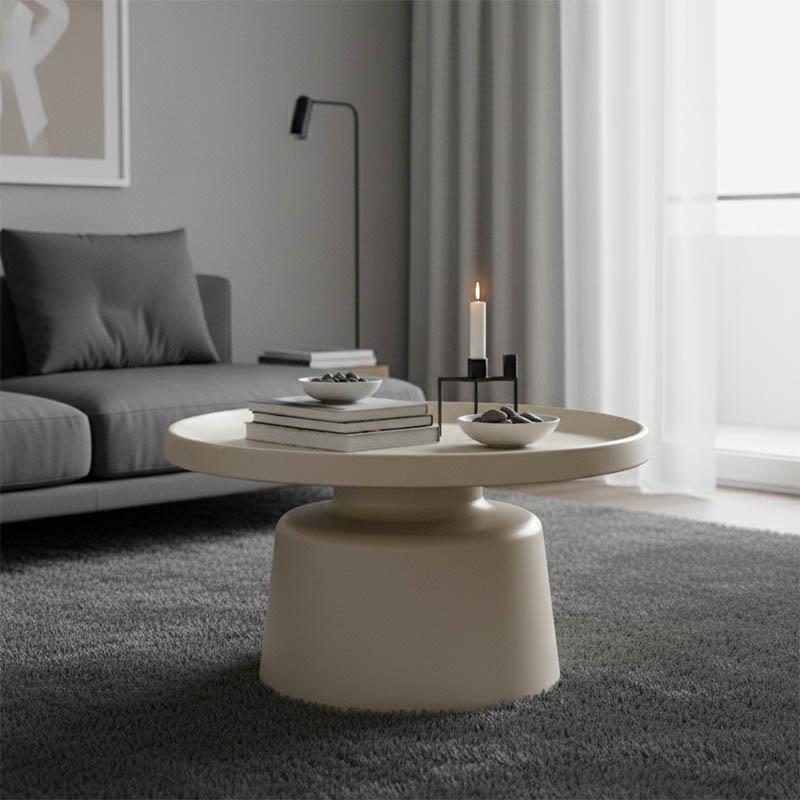 Τραπεζάκι σαλονιού Ginoze Inart μέταλλο σε λευκή απόχρωση Φ70x38εκ