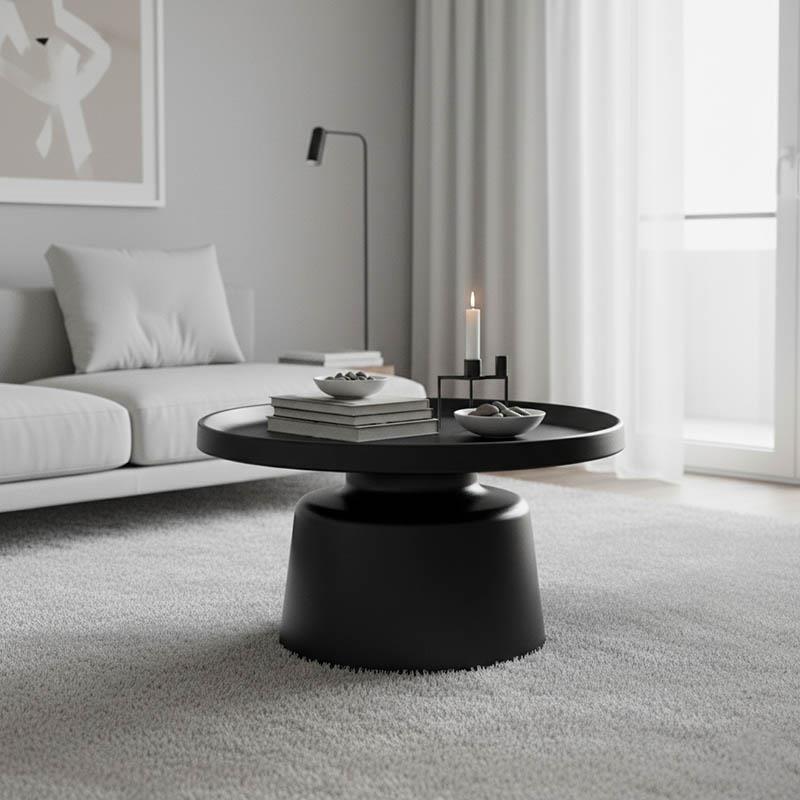 Τραπεζάκι σαλονιού Ginoze Inart μέταλλο σε μαύρη απόχρωση Φ70x38εκ