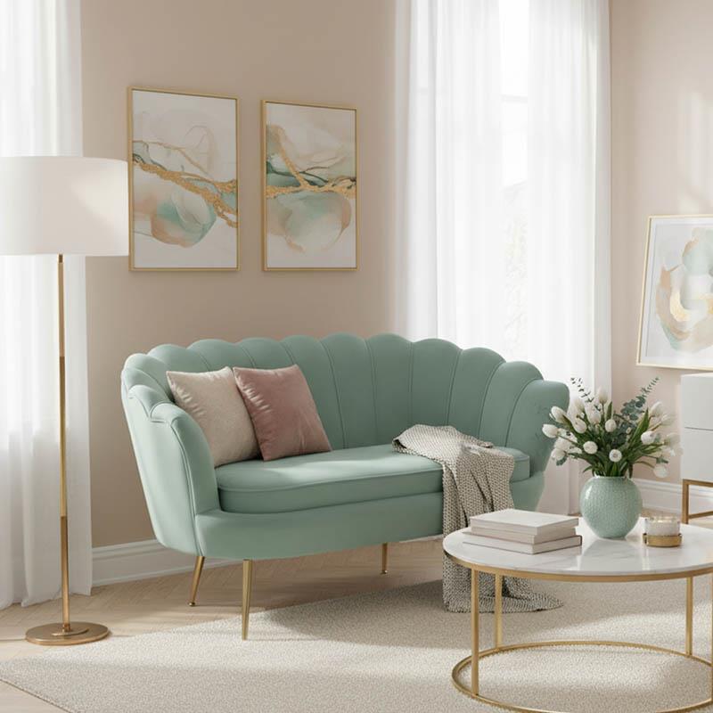 Καναπές Daimon Διθέσιος βελούδο σε Φυστικί 134x70x77εκ