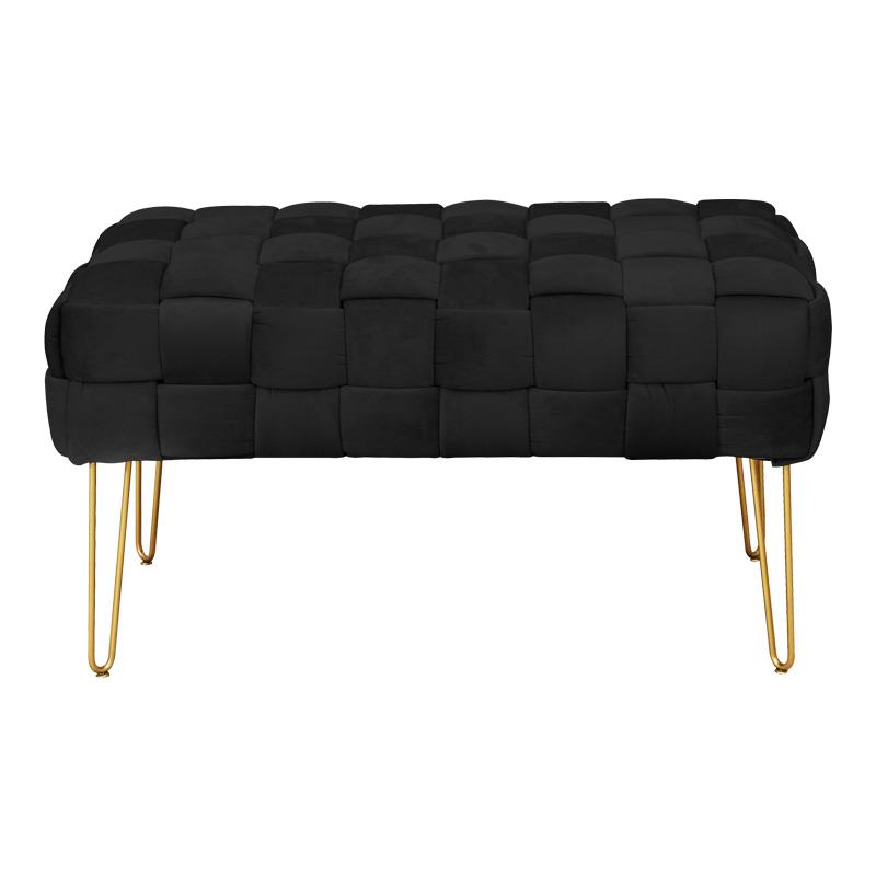 Σκαμπό Wenzo βελούδο σε μαύρη απόχρωση 82x43x46εκ