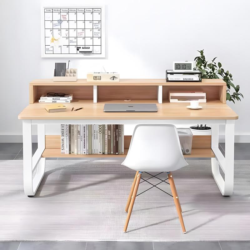 Γραφείο εργασίας Evrepy mdf σε oak απόχρωση με λευκό μέταλλο 100x60x73εκ