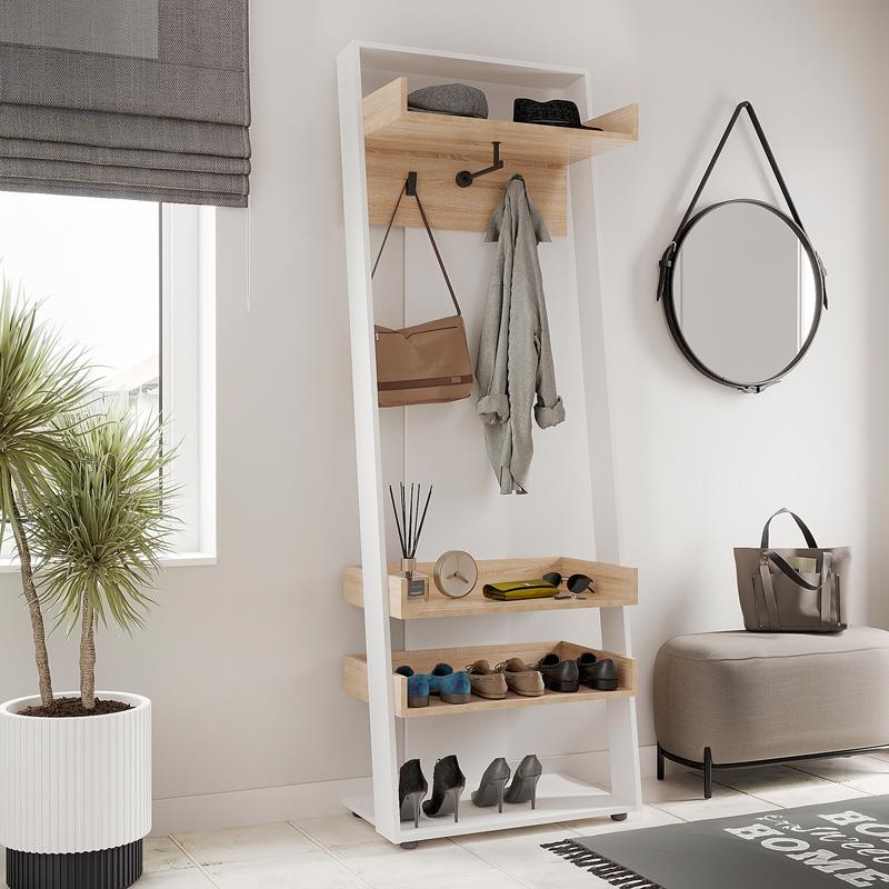 Έπιπλο εισόδου Sciove σε λευκή-φυσική απόχρωση 70x40x200εκ