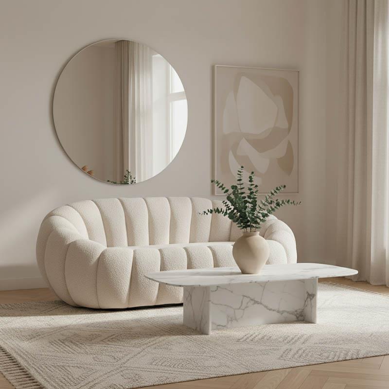 Καναπές Διθέσιος Yannick μπουκλέ ύφασμα σε μπεζ απόχρωση 148x92x62εκ