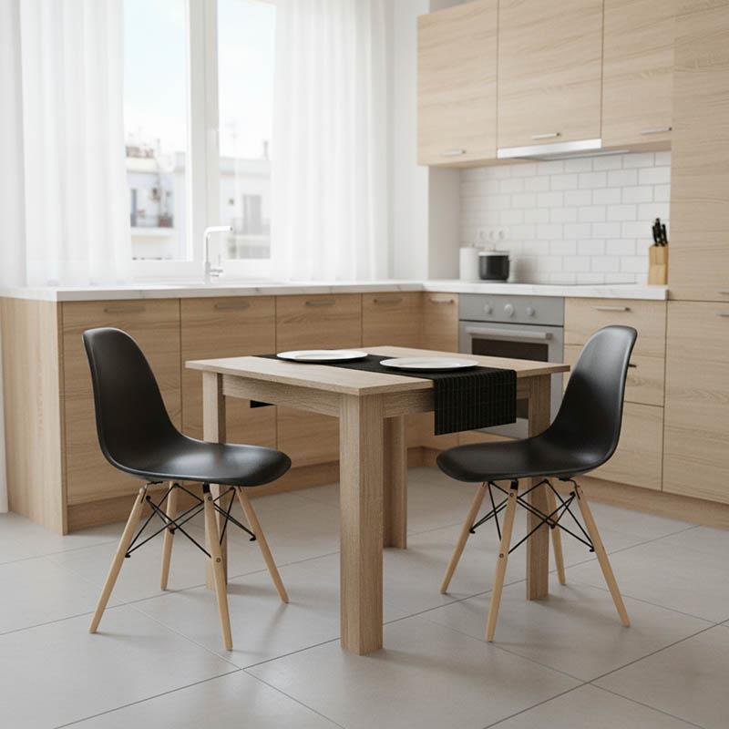 Σετ Τραπεζαρίας Manka I-Julita σετ 3τεμ σε sonoma-μαύρη απόχρωση 80x80x77εκ