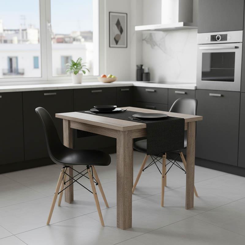 Σετ Τραπεζαρίας Manka I-Julita σετ 3τεμ σε sonoma truffle-μαύρη απόχρωση 80x80x77εκ