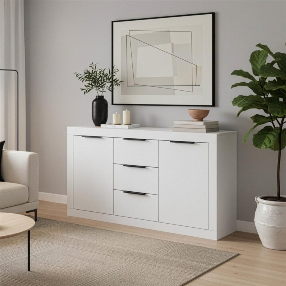 Μπουφές Doha σε λευκή απόχρωση 150x45x80.5εκ