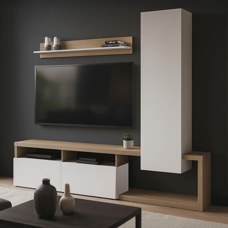 Σύνθετο σαλονιού Leganto σε sonoma με λευκή απόχρωση 220.5x35x197.5εκ