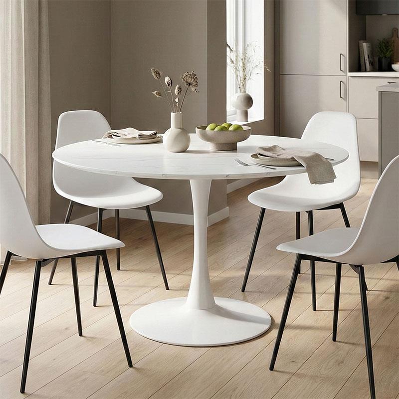 Tραπέζι Balou mdf σε λευκή απόχρωση με όψη μαρμάρου Φ120x76εκ Tραπέζι Balou mdf σε λευκή απόχρωση με όψη μαρμάρου Φ120x76εκ