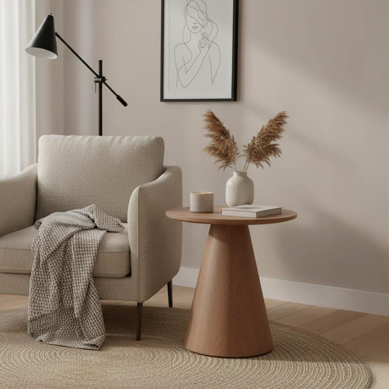 Βοηθητικό τραπεζάκι σαλονιού Donda mdf-μέταλλο καρυδί Φ45x50εκ