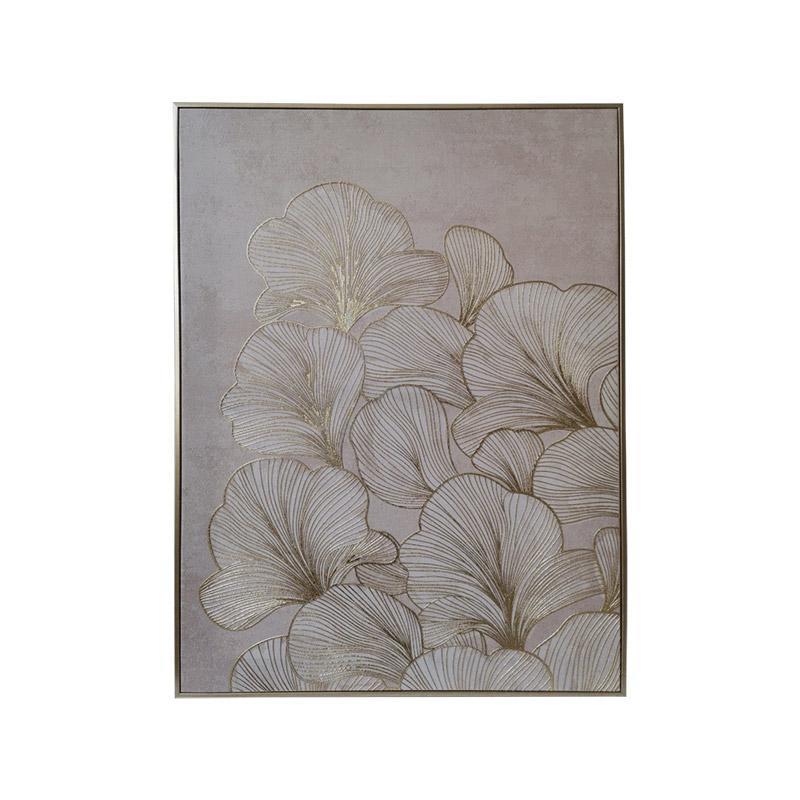 Πίνακας σε Καμβά με Πλαστικό πλαίσιο FL252455 Fylliana Χρυσό -Λευκό και Μπέζ 50x3x70εκ.