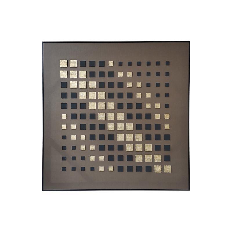 Πίνακας σε Καμβά με Πλαστικό πλαίσιο FL252302 Fylliana Καφέ -Μπέζ και Μαύρο 80x4x80εκ.