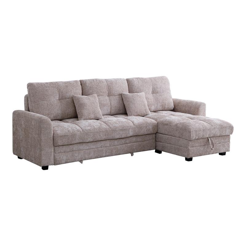 Γωνιακός καναπές κρεβάτι Comfie Αναστρέψιμος με αποθηκευτικό χώρο μπεζ ύφασμα 267x159x97εκ.