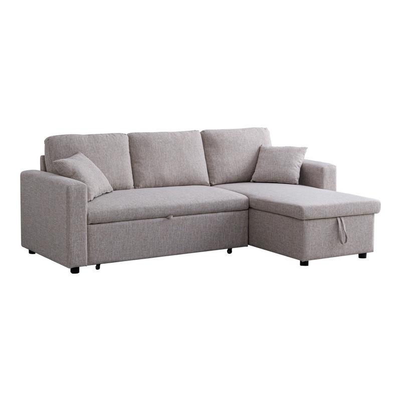 Γωνιακός καναπές κρεβάτι Kamore Αναστρέψιμος με αποθηκευτικό χώρο μπεζ ύφασμα 223x146x85εκ