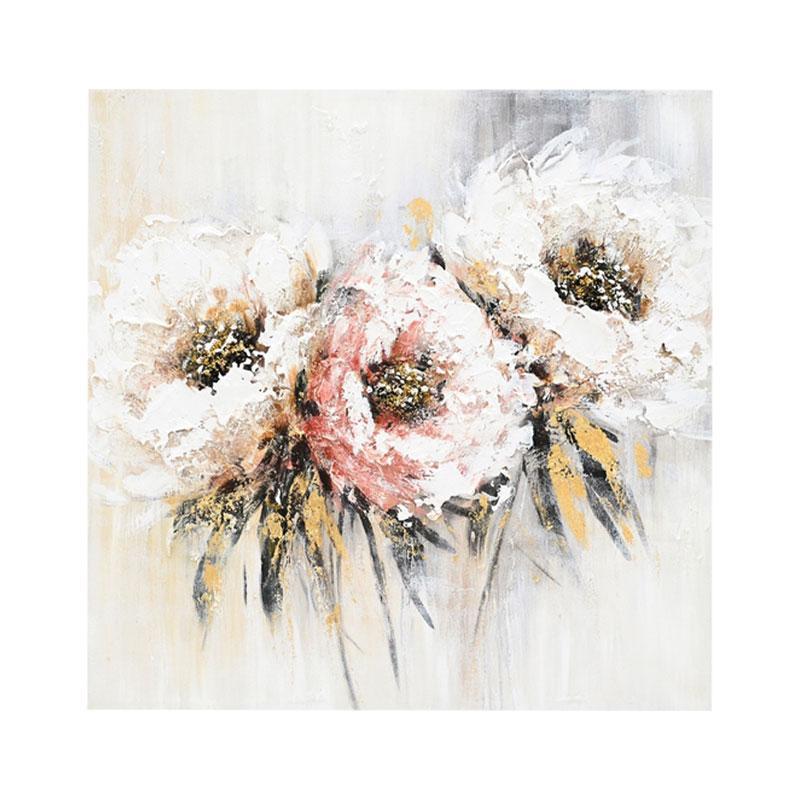 Πίνακας σε Καμβά FL25097 Fylliana Μπέζ -Λευκό -Χρυσό 80x3x80εκ