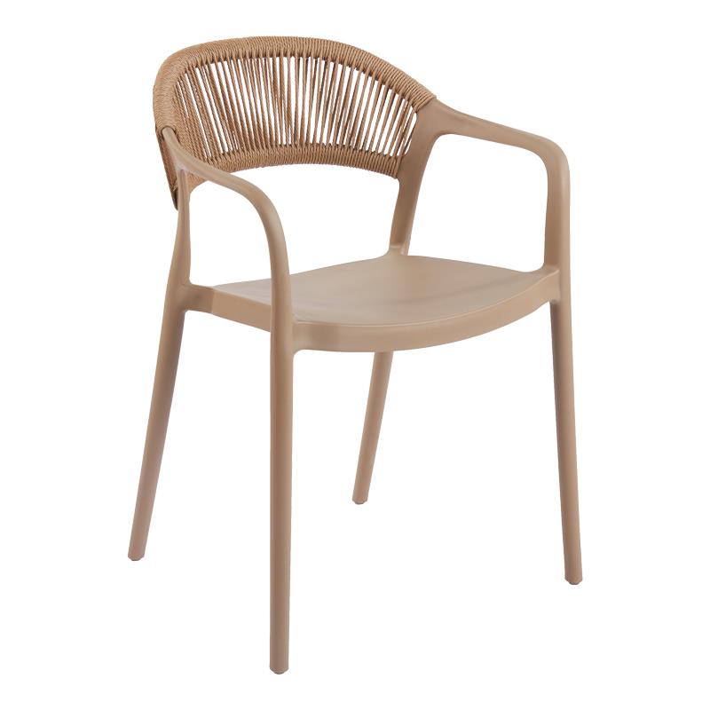 Καρέκλα - Πολυθρόνα Ankara στοιβαζόμενη pp-pe rattan σε μόκα-φυσική απόχρωση 54x55.5x77εκ
