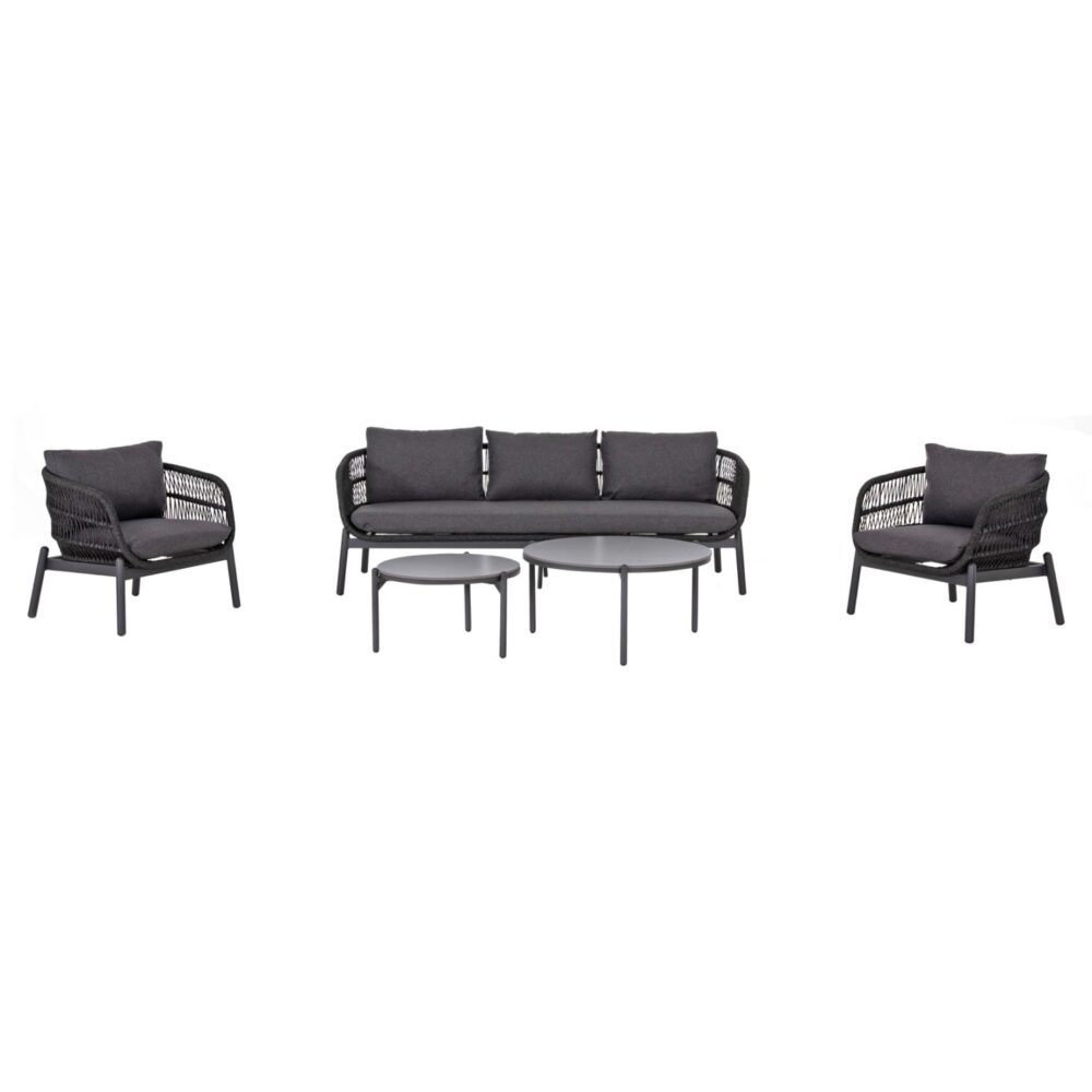 Σετ Σαλόνι κήπου MEMFIS C6470.01 5τεμ. Αλουμίνιο -Σχοινί και Κεραμικό Top σε Γκρί