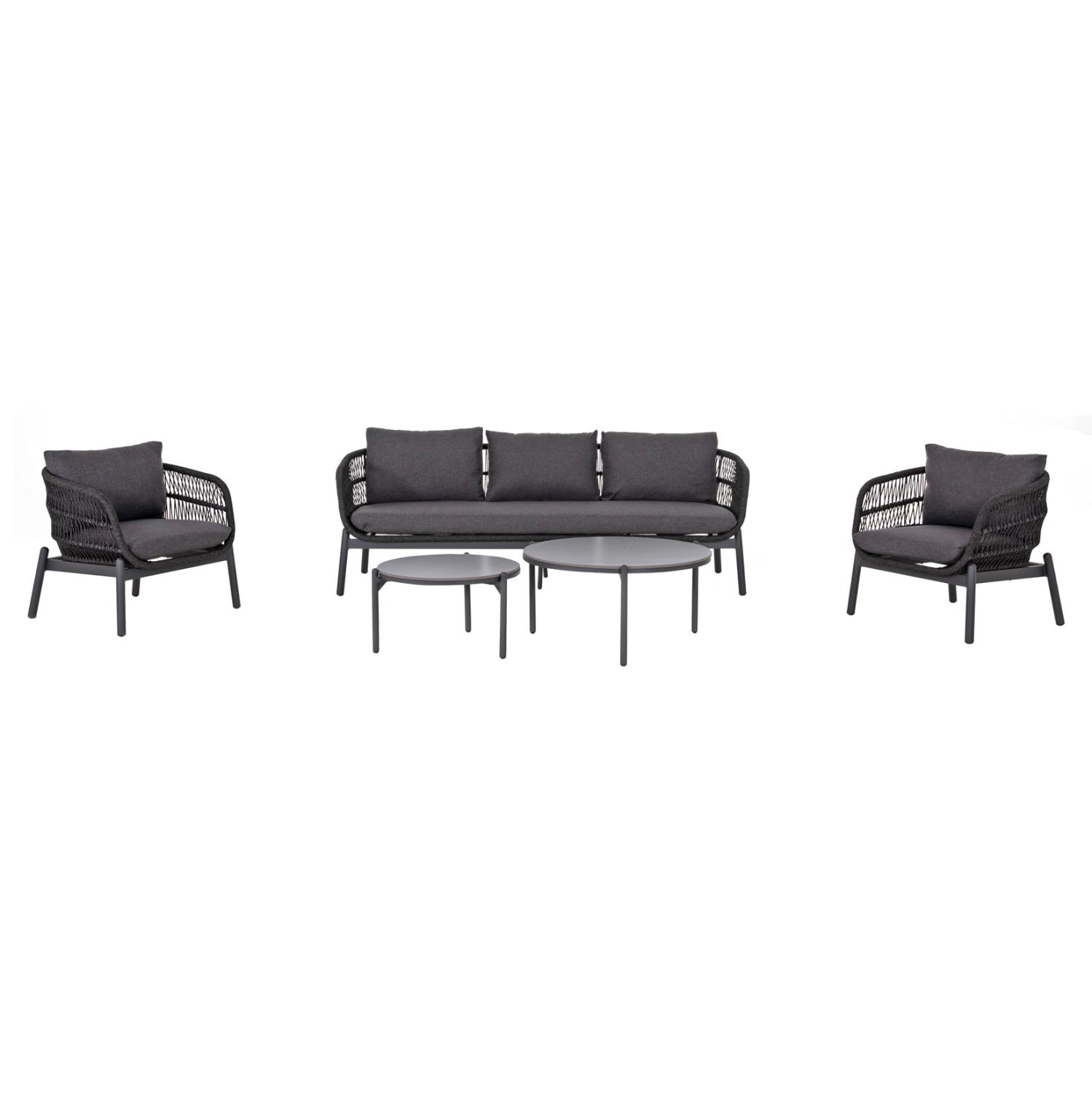 Σετ Σαλόνι κήπου MEMFIS C6470.01 5τεμ. Αλουμίνιο -Σχοινί και Κεραμικό Top σε Γκρί