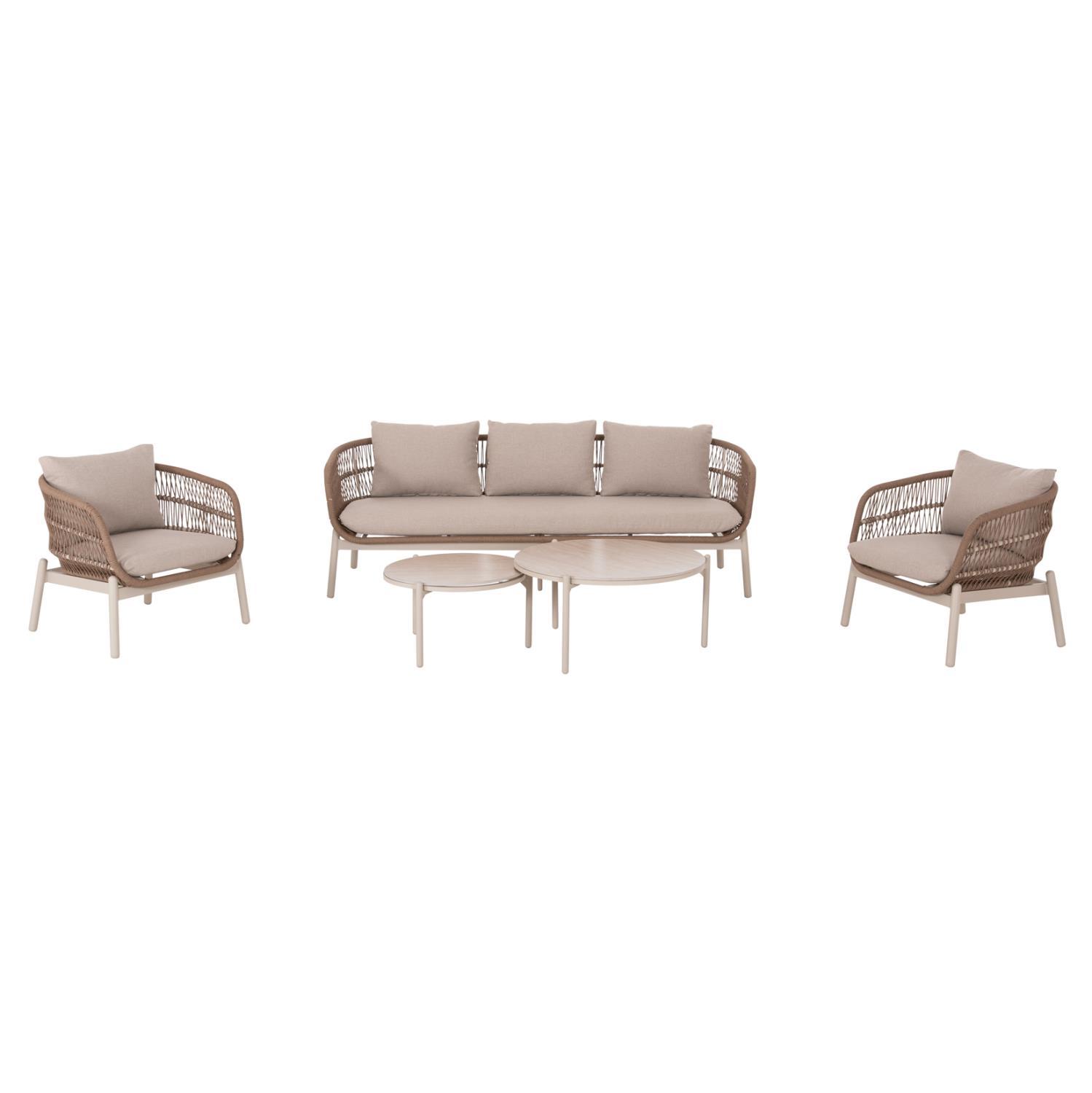 Σετ Σαλόνι Κήπου MEMFIS C6470.02 5τεμ. Αλουμίνιο -Σχοινί και Κεραμικό Top σε Apricot