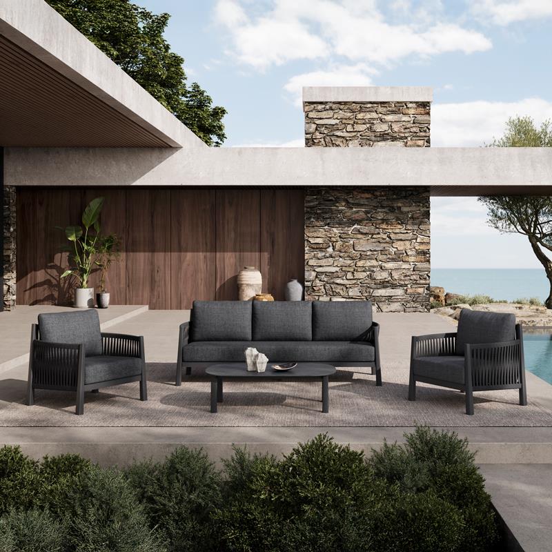 Σετ κήπου Feralda ανθρακί αλουμίνιο-rope με ύφασμα σε ανθρακί απόχρωση