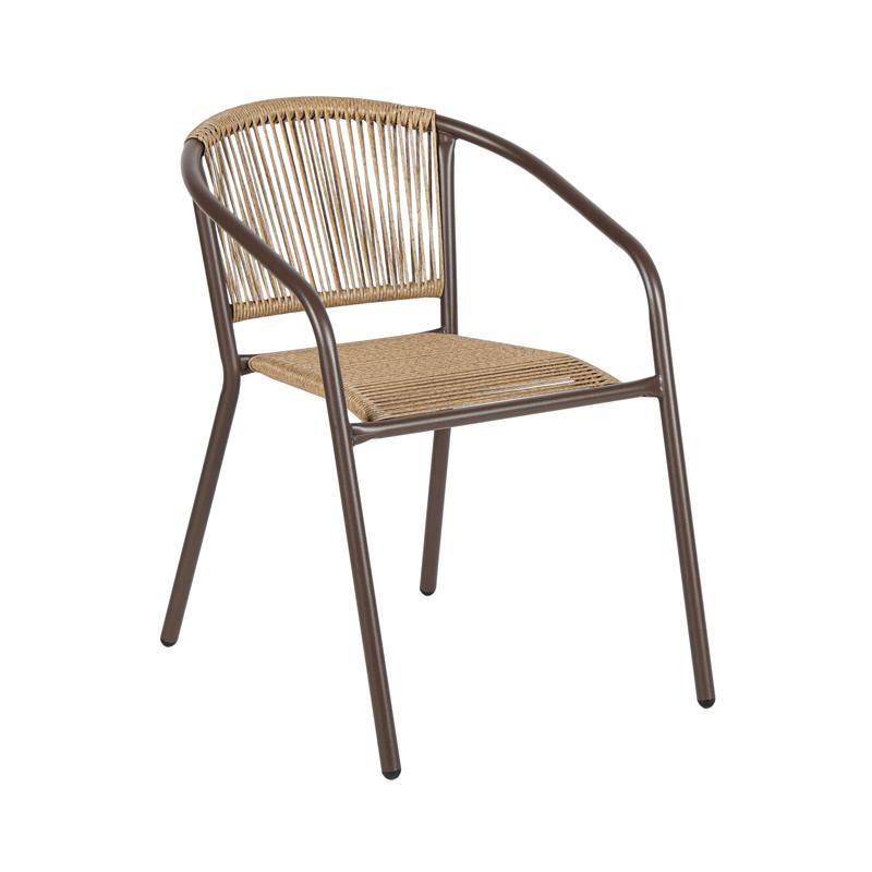 Καρέκλα Πολυθρόνα Κήπου FL11465 Fylliana Συνθετικό Rattan με Μεταλλικό σκελετό Καφέ 54x63x74εκ