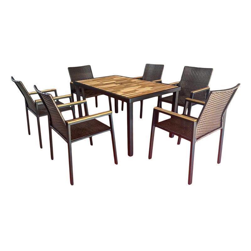 Σετ Τραπεζαρία Κήπου Acacia Prestige Fylliana 7τεμ. σε Φυσικό - Καφέ - Ανθρακί 150x90x75εκ