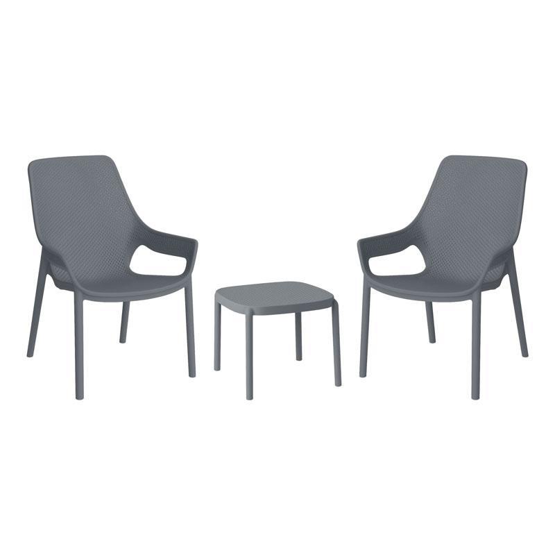 Σετ Κήπου Selavia Fylliana 2 Καρέκλες και Τραπεζάκι με UV Προστασία σε Σκούρο Γκρί χρώμα