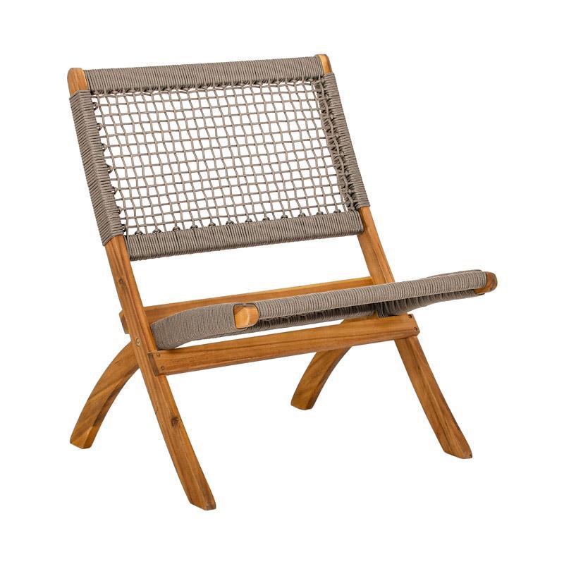 Καρέκλα Κήπου Lyra Fylliana Φυσικό Ξύλο Ακακίας με Μπέζ Κορδόνι 72x60x75εκ