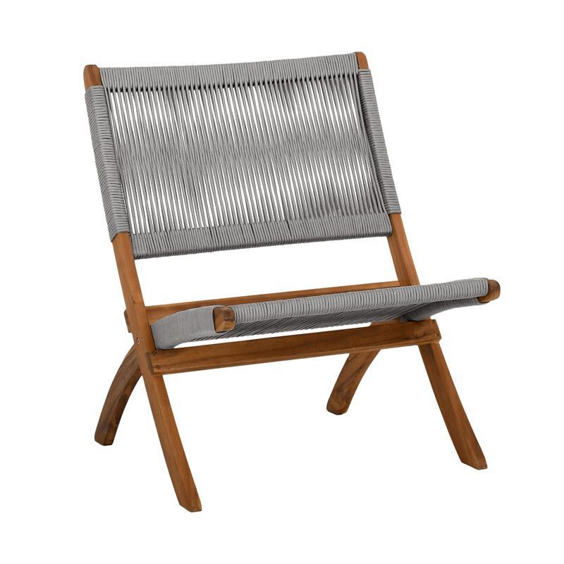 Καρέκλα Κήπου Ivy Fylliana Φυσικό Ξύλο Ακακίας με Μπέζ Κορδόνι 72x60x75εκ