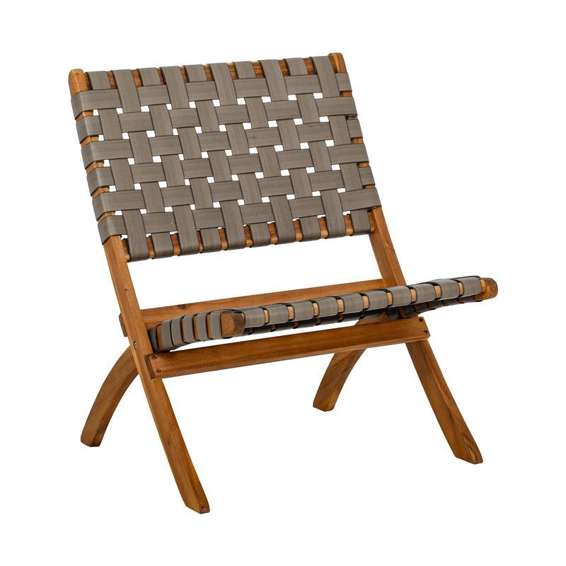 Καρέκλα Κήπου Solena Fylliana Φυσικό Ξύλο Ακακίας με Γκρί PU Ιμάντες 72x60x75εκ