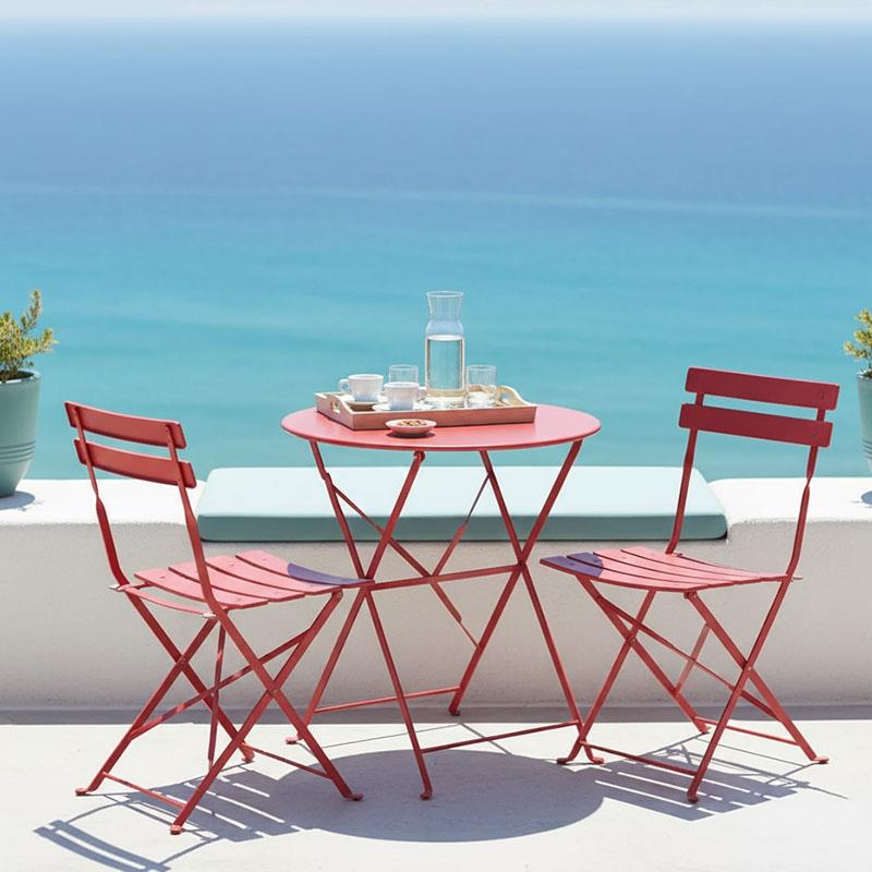 Σετ κήπου Τραπεζαρία Bistro 3 τεμ μεταλλική αναδιπλούμενη σε terracotta απόχρωση Φ60x71εκ