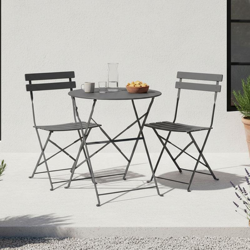 Σετ κήπου Τραπεζαρία Bistro 3 τεμ μεταλλική αναδιπλούμενη σε ανθρακί Φ60x71εκ