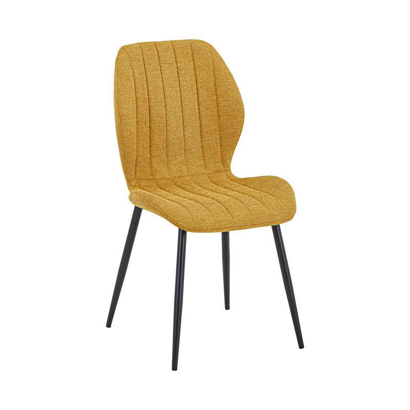 Καρέκλα Τραπεζαρίας FL089 Fylliana Μουσταρδί ύφασμα με Μαύρα Μεταλλικά πόδια 47x55x87εκ