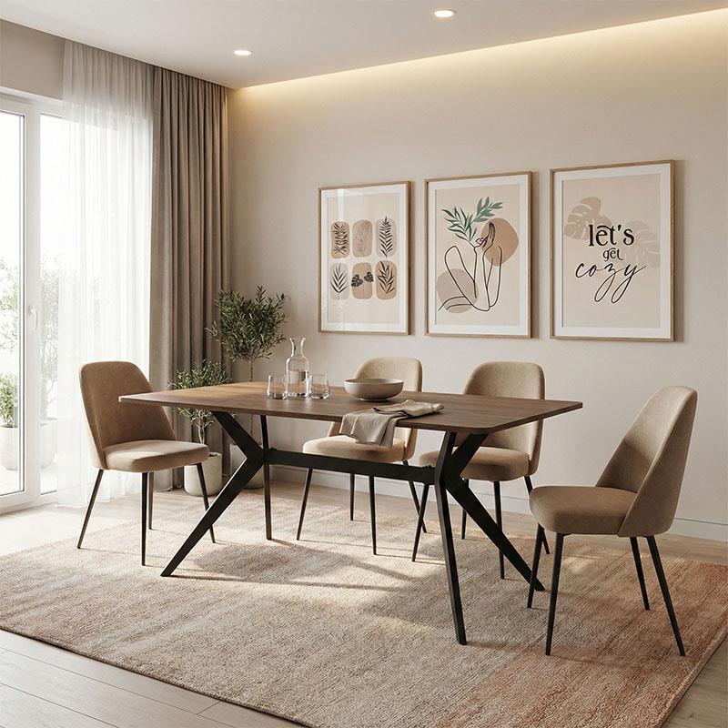 Τραπέζι Ezali καρυδί mdf με μαύρα μεταλλικά πόδια 160x90x75εκ