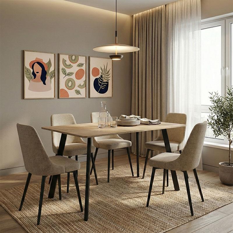 Τραπέζι Squaro sonoma mdf με μαύρα μεταλλικά πόδια 120x70x75εκ