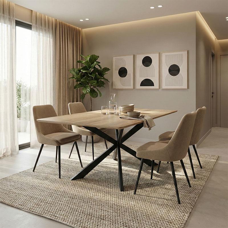 Τραπέζι Aragne sonoma mdf με μαύρα μεταλλικά πόδια 160x90x75εκ