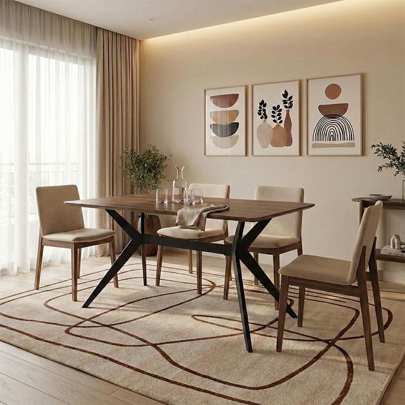 Τραπέζι Ezali mdf καρυδί με μαύρα μεταλλικά πόδια 140x80x75εκ