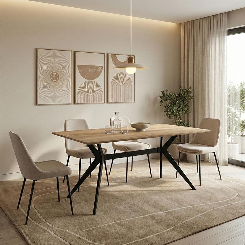 Τραπέζι Ezali sonoma mdf με μαύρα μεταλλικά πόδια 160x90x75εκ