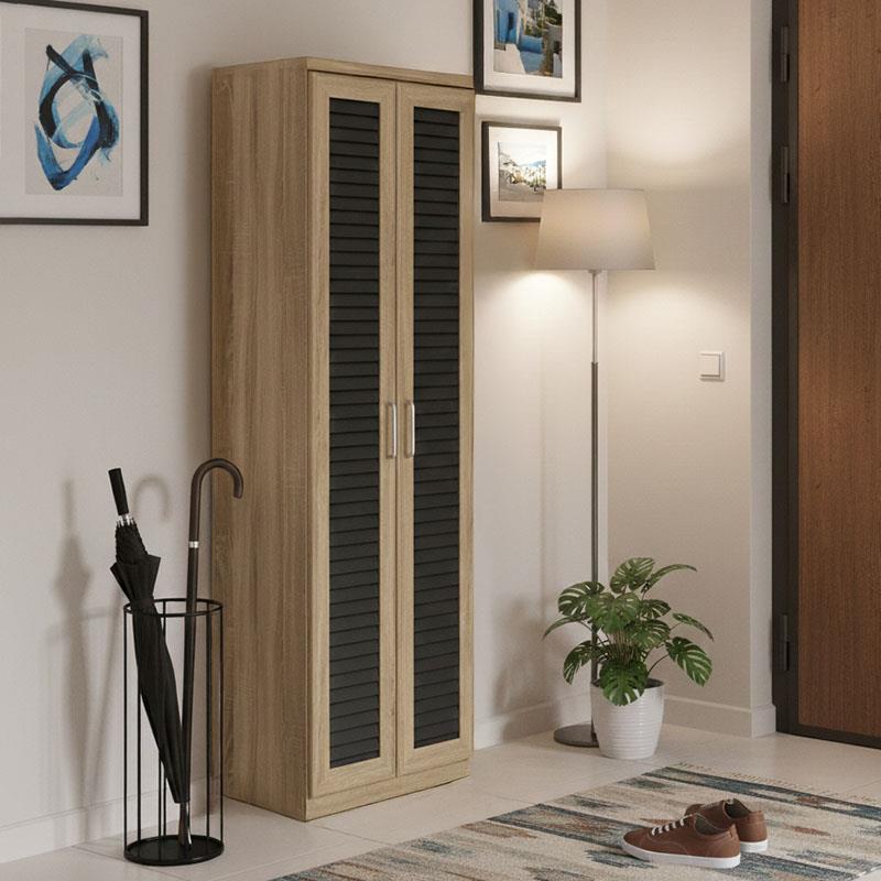 Παπουτσοθήκη-ντουλάπα SANTE 21 ζεύγων σε sonoma-ανθρακί απόχρωση 60x37x183εκ