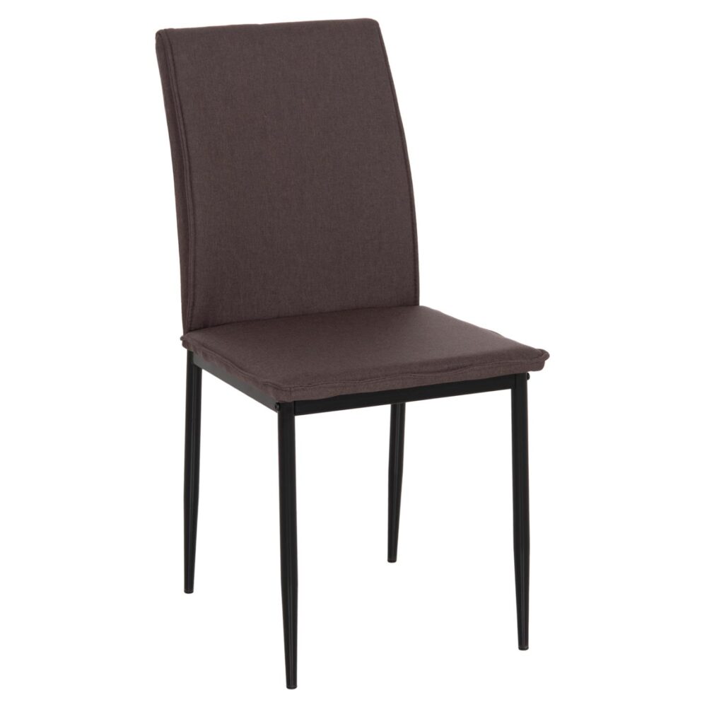 Καρέκλα Τραπεζαρίας PERKY Καφέ Ύφασμα και Μεταλλικά Πόδια Μαύρα 42x58x89,5Υεκ