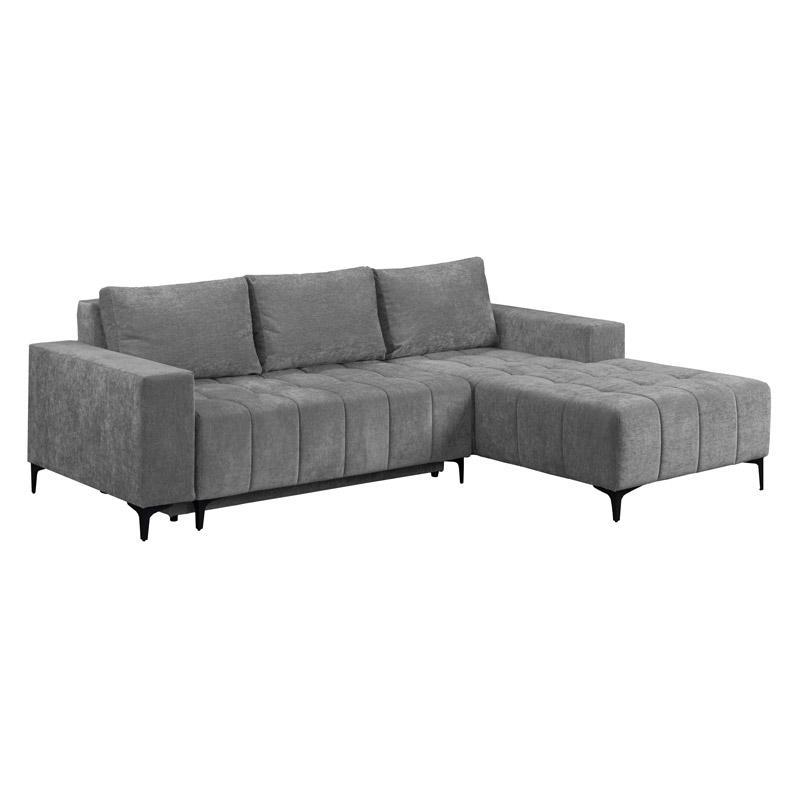 Γωνιακός Καναπές - Κρεβάτι Bogota Fylliana Δεξιά γωνία Ύφασμα Γκρί 245x184x80εκ