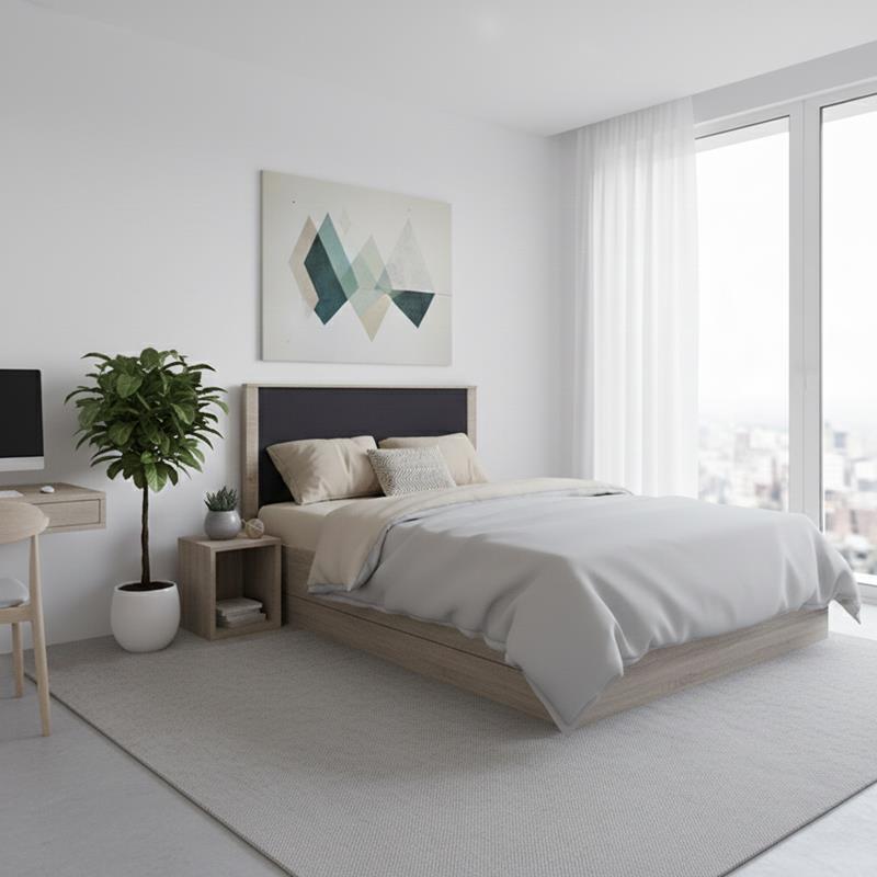 Κρεβάτι Athos Ημίδιπλο σε sonoma-ανθρακί απόχρωση 140x200εκ