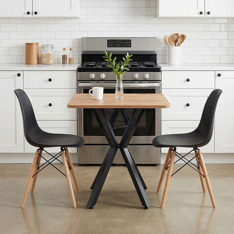 Σετ Τραπεζαρία με Καρέκλες Julita 3τεμ. μαύρο και τραπέζι Prestone oak 70x70x75εκ.