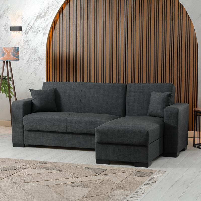 Γωνιακός καναπές-κρεβάτι Dumma αναστρέψιμος σε ύφασμα ανθρακί 226x148x86εκ